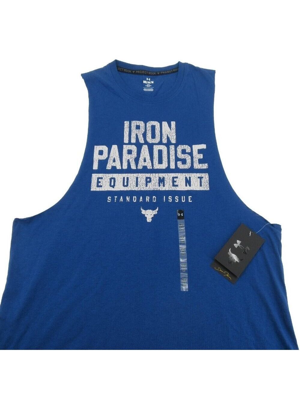 Under Armour Project Rock Iron Paradise Tank Top Mens Size Medium Royal Blue NEW